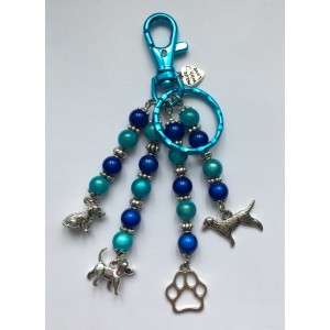 Sleutelhanger tassenhanger honden in blauwtinten